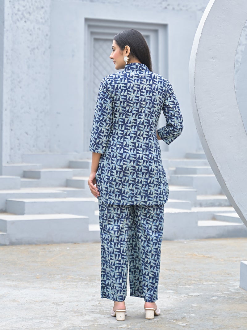 Shifory Blue Cotton Kurti Palazzo Set for Women - Image 2